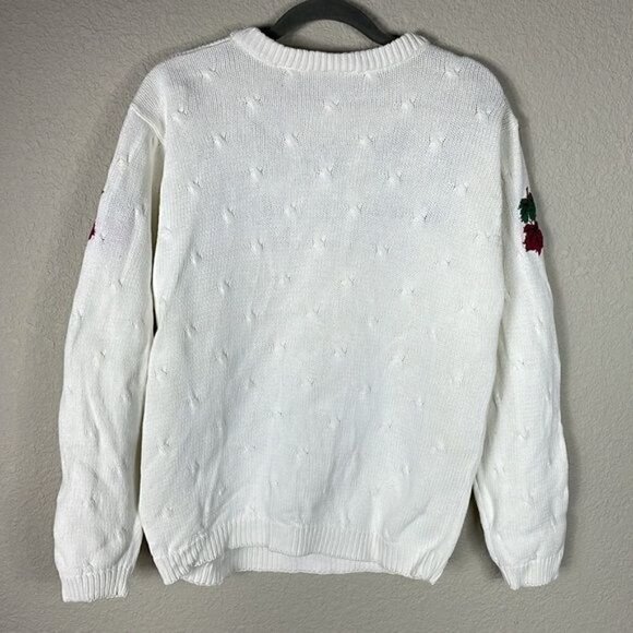 Northern Reflections Knit Ivory White Harvest Fall Leaves Sweater Crewneck Sz S - Picture 2 of 11